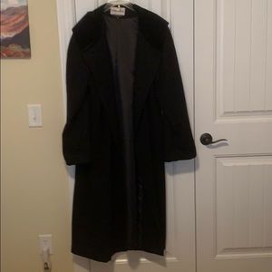Charles Klein black wool coat. With hood